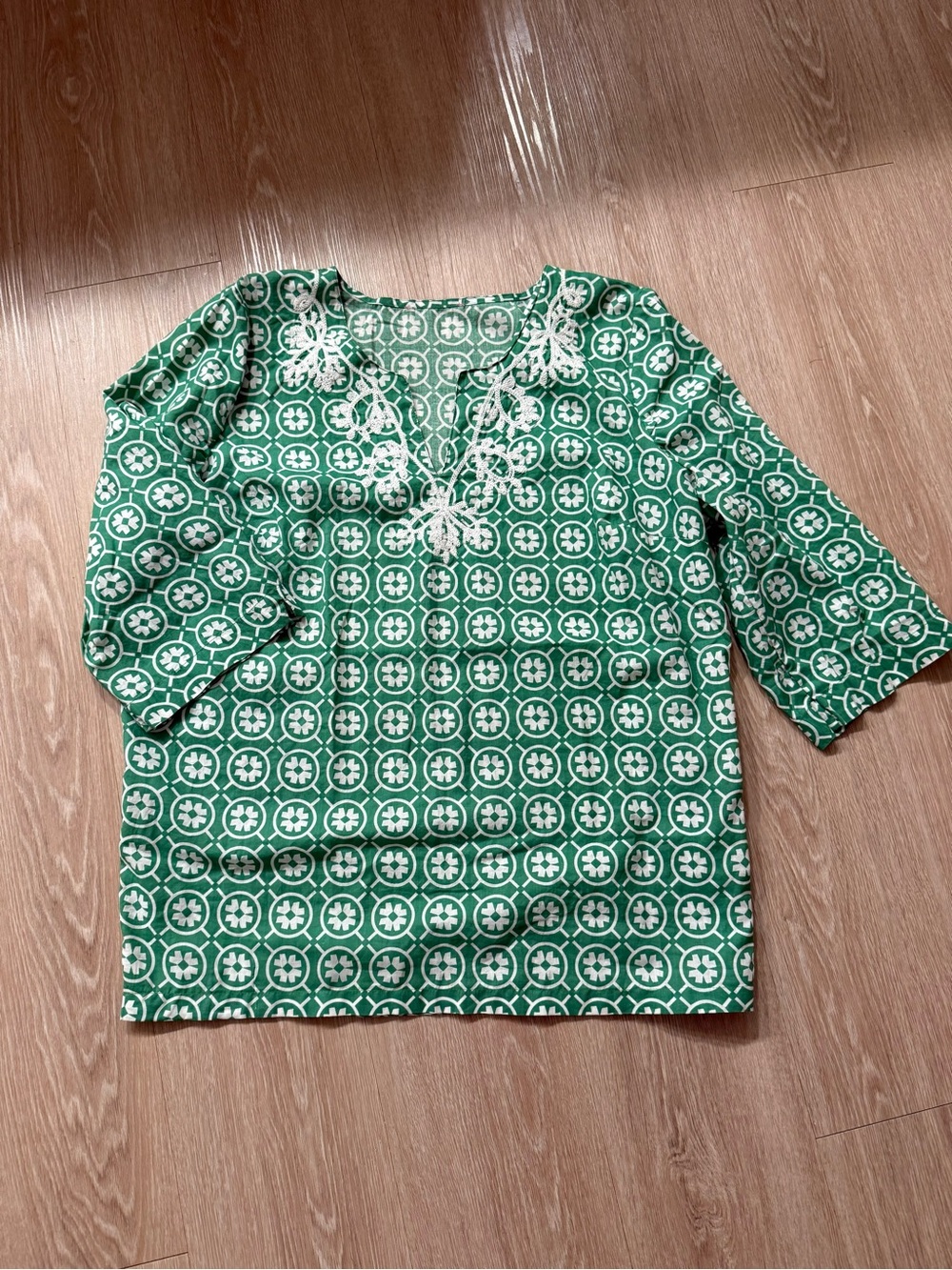Green Patterned Blouse